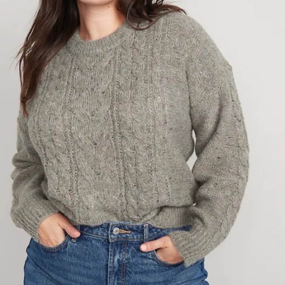 OLD NAVY Speckled Cable-Knit Sweater